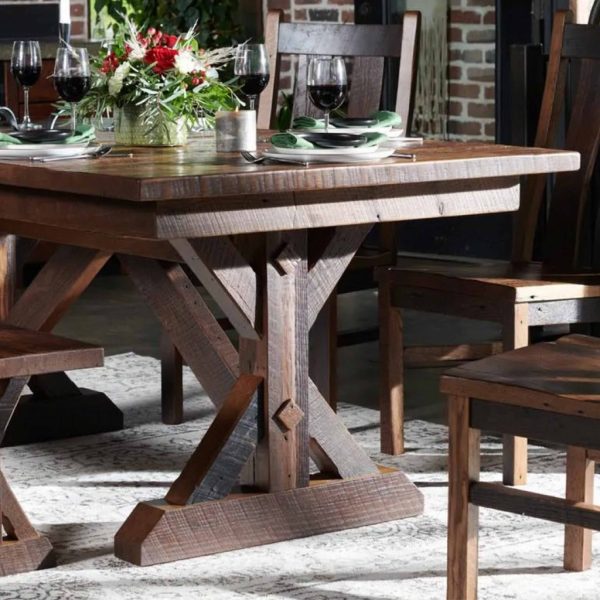 rustic trestle table nh cropped Extendable Trestle Table