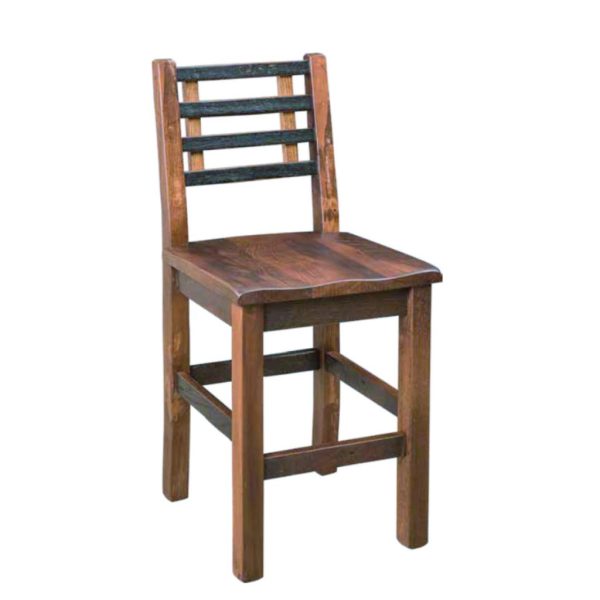 Reclaimed Wood Ladder Back Stool With Iron Detail