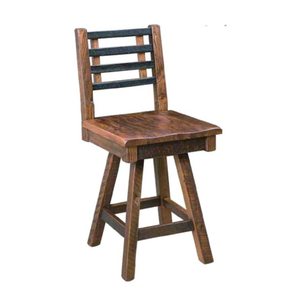Reclaimed Wood Ladder Back Swivel Barstool