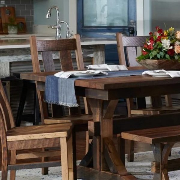 reclaimed wood trestle table nh Reclaimed Wood Trestle Table